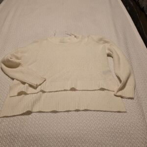 Ambiance Apparel Ivory Layered-Hem Crewneck Sweater